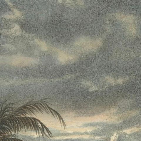 Moonlit Landscape near Sumedang, West Java, Rare Java Lithograph, 1872, close-up 3