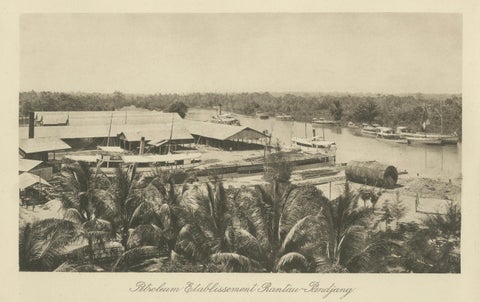 Oil Industry at Rantau-Pandjang, Sumatra, Dutch East Indies, ca.1910, close-up 2