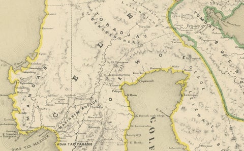 Antique Two-Sheet Map of Celebes Sulawesi, Dornseiffen, Dutch East Indies, 1884, close-up 2
