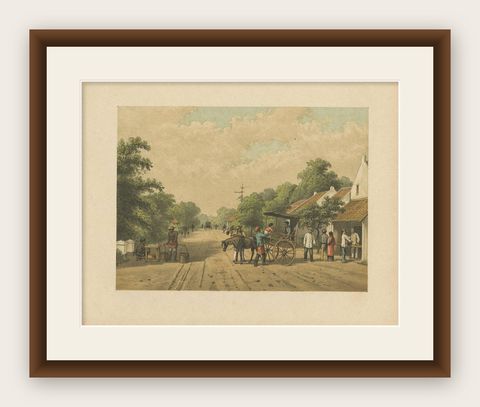 Antique Print of Locals in Batavia by M.T.H. Perelaer, 1888, shown framed