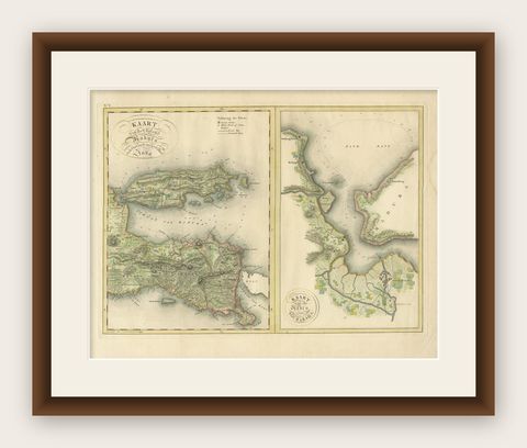Antique Map of Madura and Surabaya by Van den Bosch, '1818', shown framed