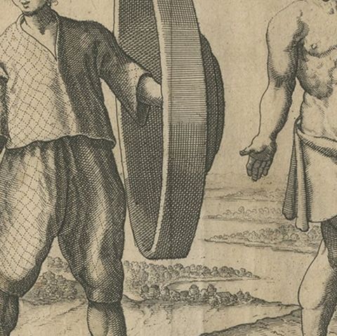 Natives from Pegu, the Moluccan Islands, Penequais Indians and St Thomas, c.1605, close-up 2