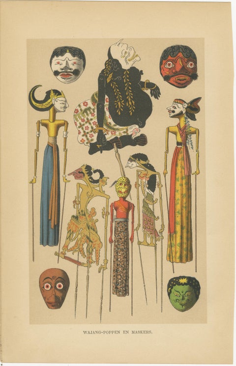 Antique Javanese Prints, Gamelan Instruments & Wayang Puppets, c.1860, view 3