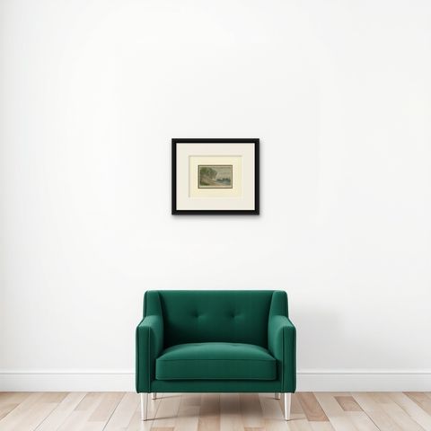 Landing Through the Surf, Ceram, late 19th-century hand-colored wood engraving, shown framed on a wall, true to size