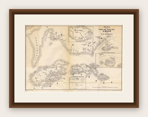 Antique Map of the Maluku Islands 'Ambon' by Stemler, 1874, shown framed