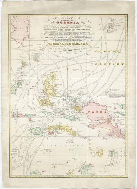 Large Italian Map of Islands of Oceania, incl Papua, Timor, Banda, Ceram, 1855, view 2