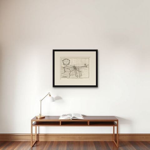 Antique Map of the Region of Batavia by Conrade, 1782, shown framed on a wall, true to size