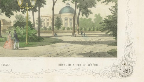 Batavia General's Residence & Governor's Hotel, Jakarta Lithograph, 1860, close-up 4