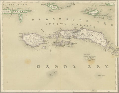 Antique Map of Ceram, Ambon, Banda, Buru, Moluccas by Dornseiffen, 1884, close-up 6