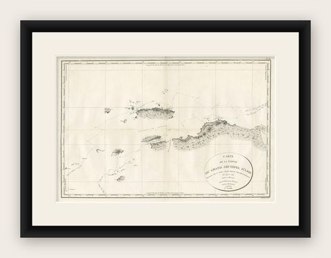 Antique Map of Indonesia by C.F. Beautemps-Beaupre, circa 1807, shown framed