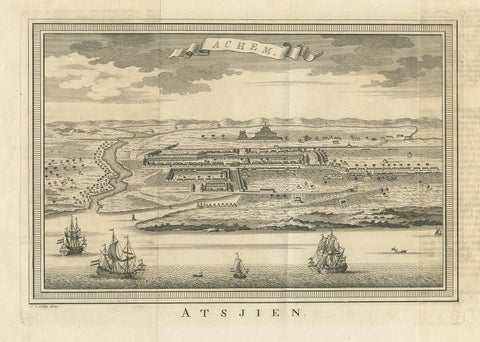 Antique Print of Atjeh by Van der Schley '1756', view 2