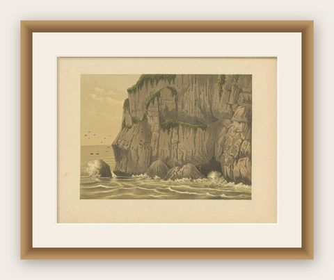 Antique Print of the Gunung Balong Mountain by M.T.H. Perelaer, 1888, shown framed