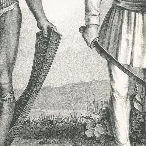 Antique Print of Inhabitants of Tondano 'Indonesia' by Honegger '1845', close-up 2