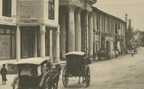Kesawan Street from North, Medan, Dutch East Indies, Antique Photogravure c.1900, close-up 2