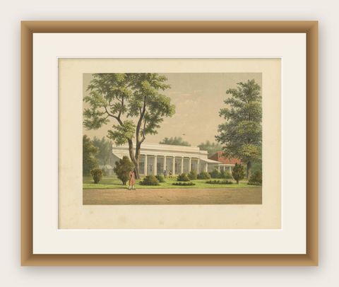 Antique Print of a Colonial Residence in Batavia by M.T.H. Perelaer, 1888, shown framed