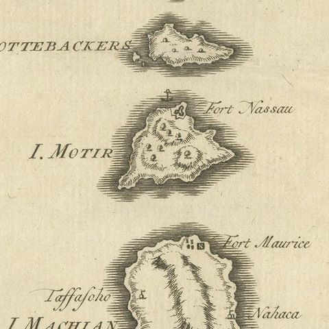 Original Antique Map of the Maluku Islands or Moluccas, close-up 2