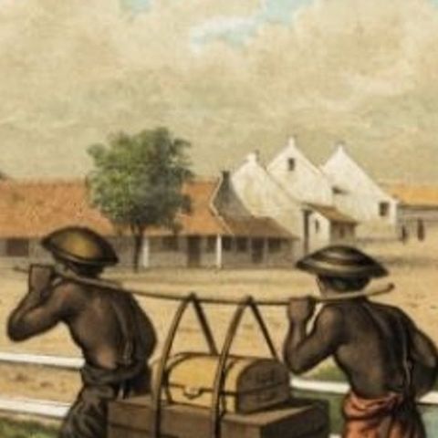 Antique Print of Native 'Koelies' or Carriers on Java, Indonesia, 1888, close-up 1