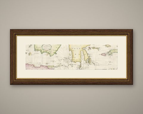 Rare Chart of Indonesia Including Borneo, Java, Celebes, Ceram and More, 1779, shown framed