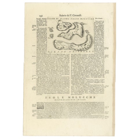 Antique Map of the Banda Islands or Spice Islands, Moluccas, Indonesia, 1697