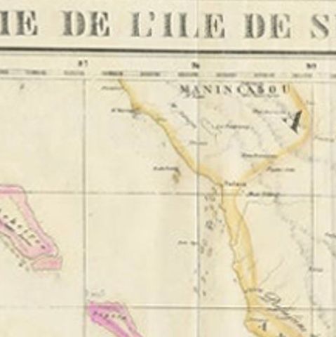 Detailed Antique Map of the Western Sumatra, Indonesia, circa 1825, close-up 1