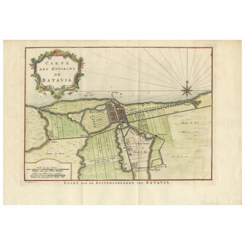 Map of Batavia’s Surroundings with Early Reference to Jakarta, Indonesia, c.1770
