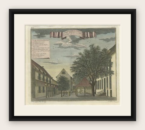 Rare Print of the Governor-General's Residence in Batavia 'Jakarta', Indonesia, shown framed
