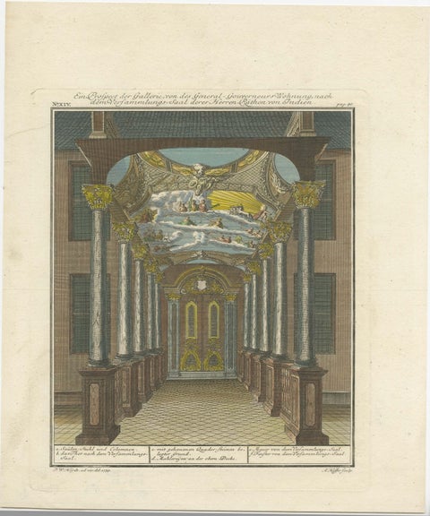 Print of the Interior of the Governor General's Home on Java (Indonesia), 1739, view 2