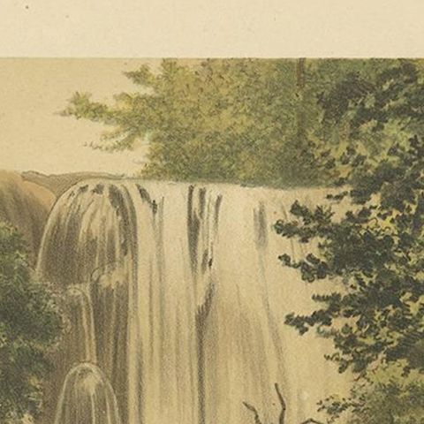 Antique Print of a Waterfall on Java by M.T.H. Perelaer, 1888, close-up 1