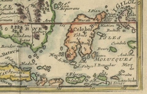 1692 Jacq. Peeters Map: East Indies, Indonesia, Japan, Philippines and Singapore, close-up 2
