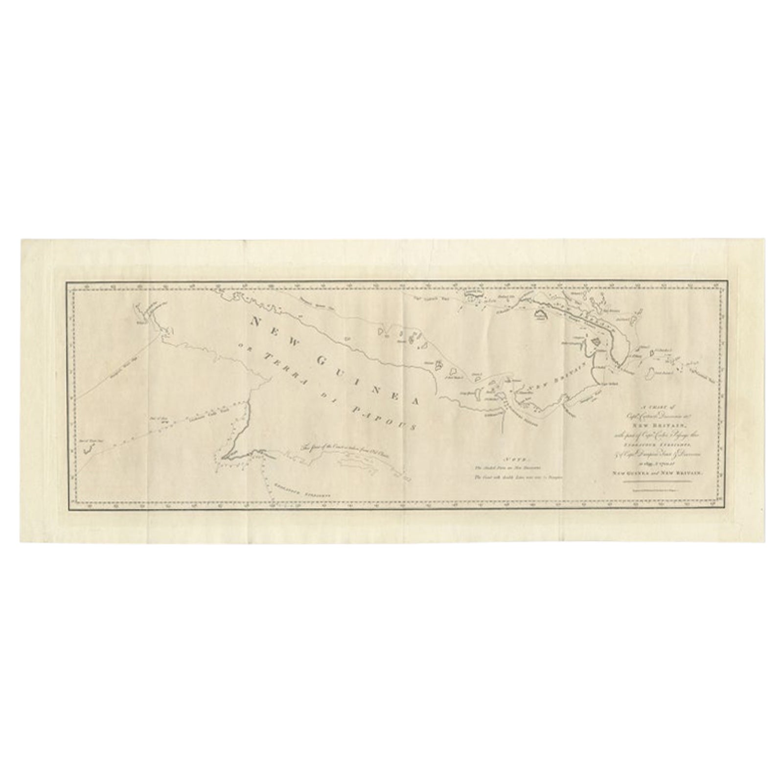 Large Antique Map of New Guinea and New Britain Showing Capt. Cooks Tract, 1773