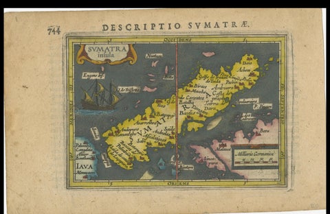 1616 Bertius Map of Sumatra, Singapore and the Straits of Malacca, close-up 6
