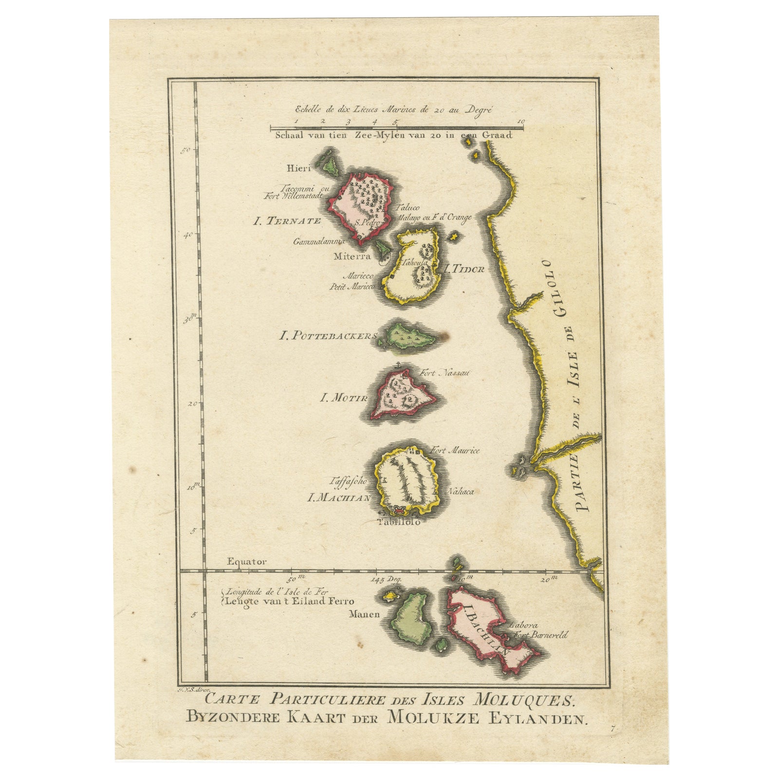 Old Map of the Spice Islands, Moluccas by Bellin, Published in 1771