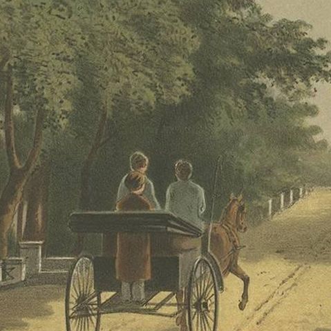 Antique Print of a Carriage Ride in Magelang by M.T.H. Perelaer, 1888, close-up 2