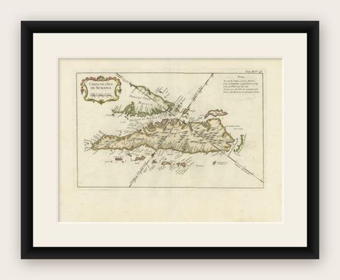 Antique Map of Sumatra by Bellin, 1764, shown framed
