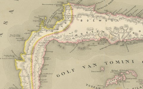 Antique Two-Sheet Map of Celebes Sulawesi, Dornseiffen, Dutch East Indies, 1884, close-up 6
