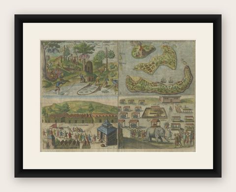 Mauritius, Banda Islands, Ternate and Tuban, Orlers, Leiden 1610, shown framed