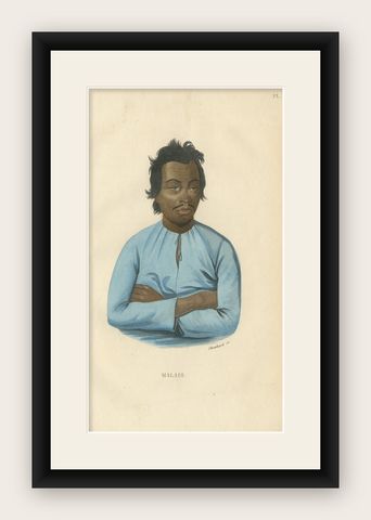 Antique Print of a Malay by Prichard, '1843', shown framed