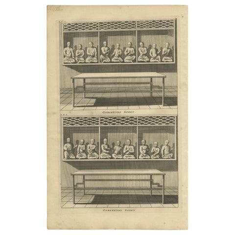 Antique Print of Various Chinese Gods by Valentijn, 1726