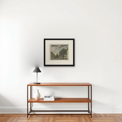 Rare Print of the Governor-General's Residence in Batavia 'Jakarta', Indonesia, shown framed on a wall, true to size