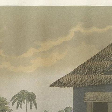 Antique Print of a Bazaar in Kupang, East TImor, by Ferrario, '1831', close-up 1