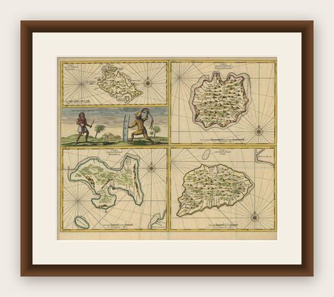 Antique Map of Manipa, Nusa-Laut, Saparua & Haruku 'Indonesia' by F. Valentijn, shown framed