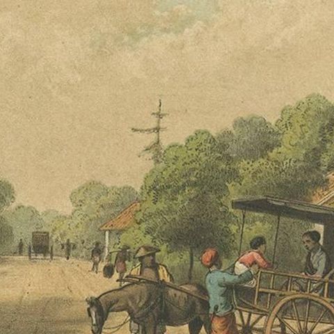 Antique Print of Locals in Batavia by M.T.H. Perelaer, 1888, close-up 1