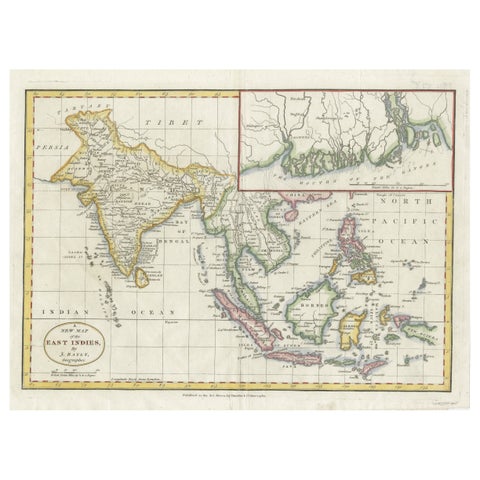 1782 Map of the East Indies, India, Siam, Philippines, Java, Borneo, Ganges