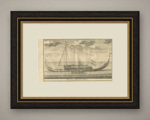 Antique Print of the Coracora Fleet by Valentijn, 1726, shown framed