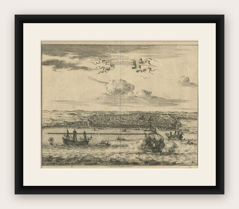 Antique Print of Bantam by Van der Aa, circa 1725, shown framed