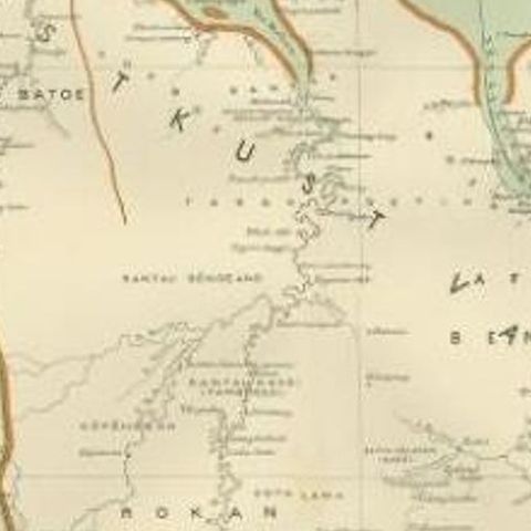 Antique Map of the East Coast of Sumatra , Indonesia, 1900, close-up 2