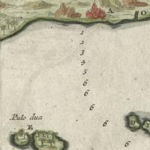 Antique Map of Banten Bay, Java, Indonesia, c.1725, close-up 1