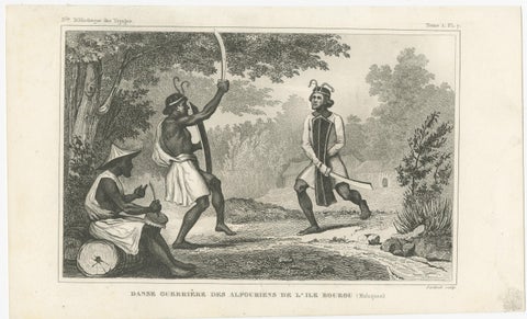Antique Print of Dancing Warriors on Buru Island, Maluku, view 2
