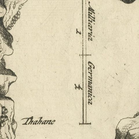 Antique Map of Macjan or Makian Island in the Moluccas, Indonesia, c.1740, close-up 2