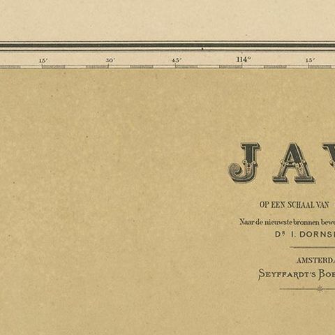 Antique Map of Java in 4 sheets by Dornseiffen, 1884, close-up 1